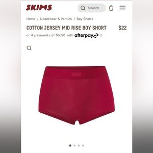 SKIMS - cotton jersey mid rise boy short- Kim Kardashian